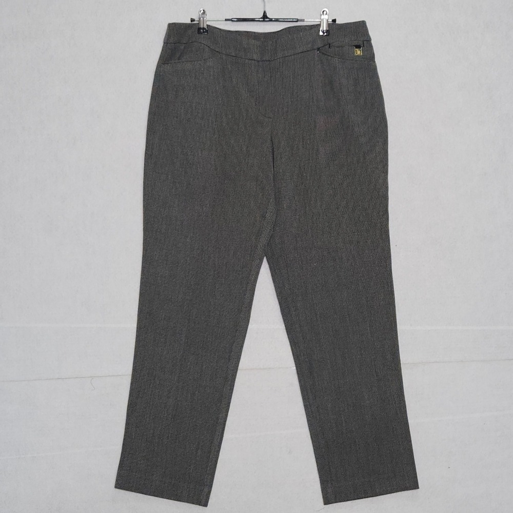 Anne Klein Womens Grey Houndstooth Dress Pants Straight Leg Size 12 Professional